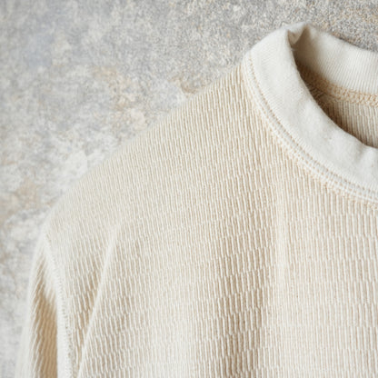 LOOP &amp; WEFT LRC1122 SUPIMA Long Honeycomb Knit Crewneck Thermal - Vintage Ivory