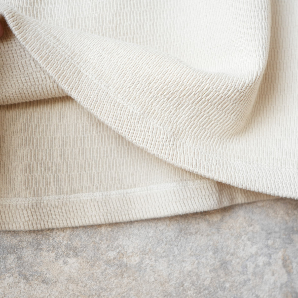 LOOP &amp; WEFT LRC1122 SUPIMA Long Honeycomb Knit Crewneck Thermal - Vintage Ivory