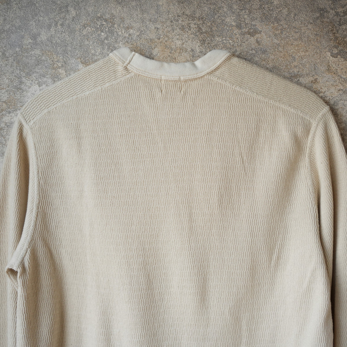 LOOP &amp; WEFT LRC1122 SUPIMA Long Honeycomb Knit Crewneck Thermal - Vintage Ivory