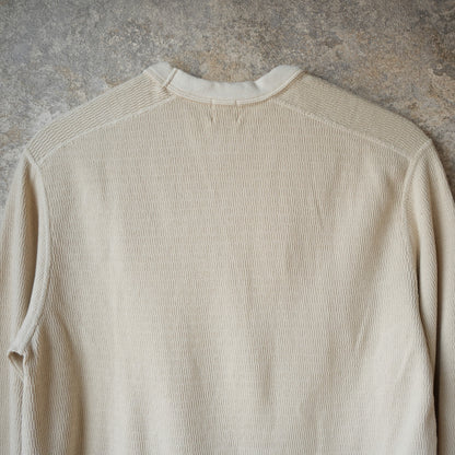 LOOP &amp; WEFT LRC1122 SUPIMA Long Honeycomb Knit Crewneck Thermal - Vintage Ivory