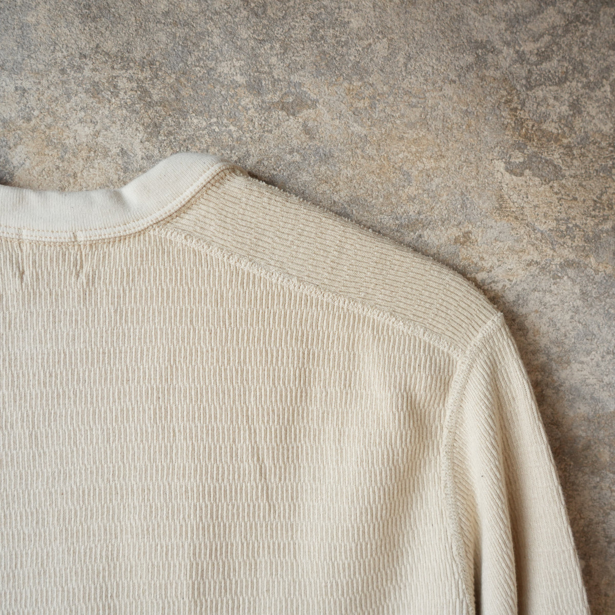 LOOP &amp; WEFT LRC1122 SUPIMA Long Honeycomb Knit Crewneck Thermal - Vintage Ivory
