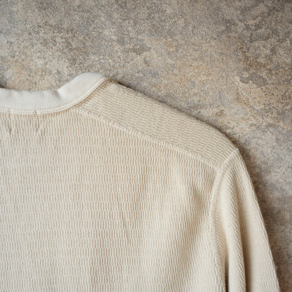 LOOP &amp; WEFT LRC1122 SUPIMA Long Honeycomb Knit Crewneck Thermal - Vintage Ivory