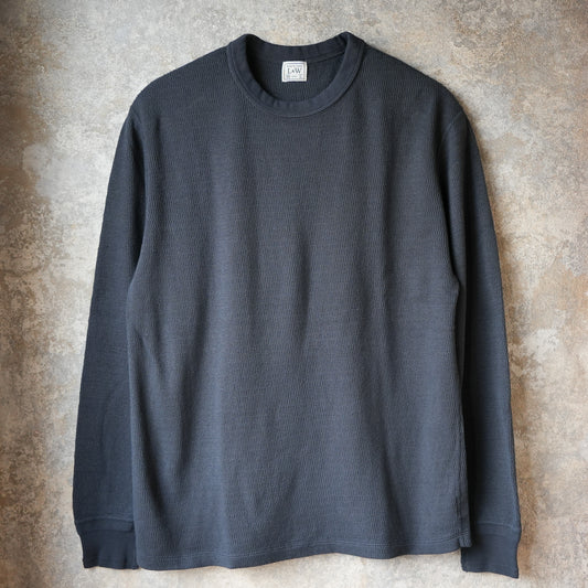 LOOP＆WEFT_LRC1122_SUPIMA LONG HONEYCOMB KNIT CREWNECK THERMAL_ANTIQUE BLACK