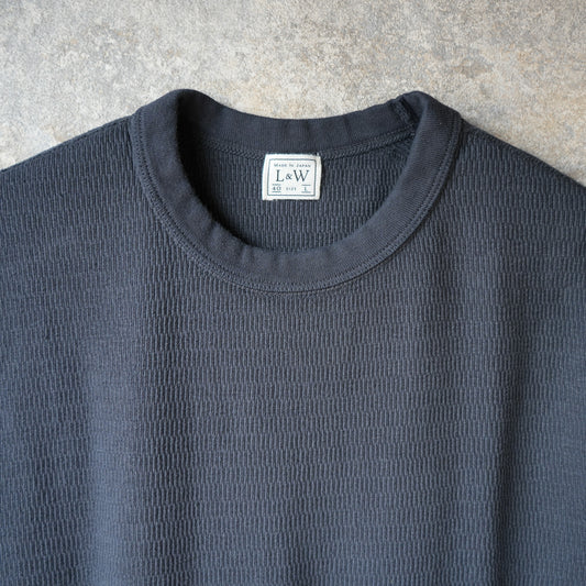 LOOP＆WEFT_LRC1122_SUPIMA LONG HONEYCOMB KNIT CREWNECK THERMAL_ANTIQUE BLACK