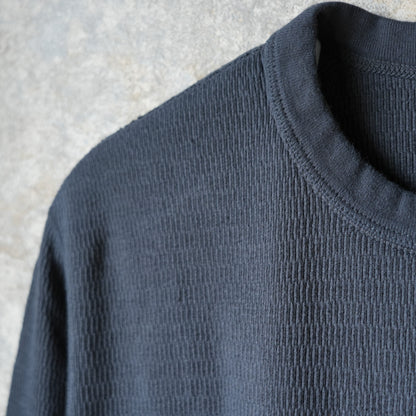 LOOP＆WEFT_LRC1122_SUPIMA LONG HONEYCOMB KNIT CREWNECK THERMAL_ANTIQUE BLACK