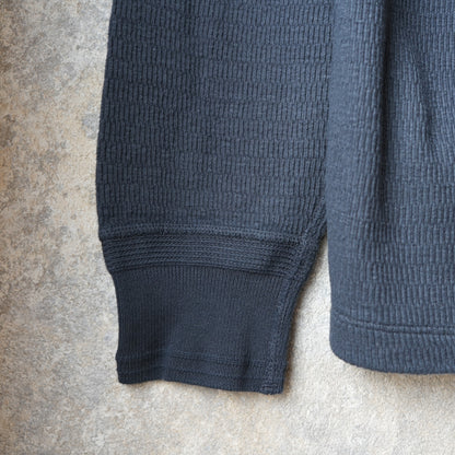 LOOP＆WEFT_LRC1122_SUPIMA LONG HONEYCOMB KNIT CREWNECK THERMAL_ANTIQUE BLACK
