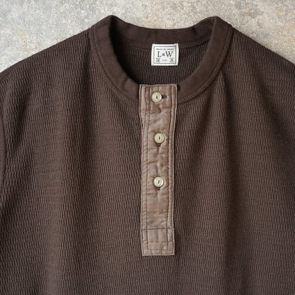 LOOP＆WEFT_LRH1041_SUPIMA LONG HONEYCOMB KNIT HENLEYNECK THERMAL_OAK BROWN