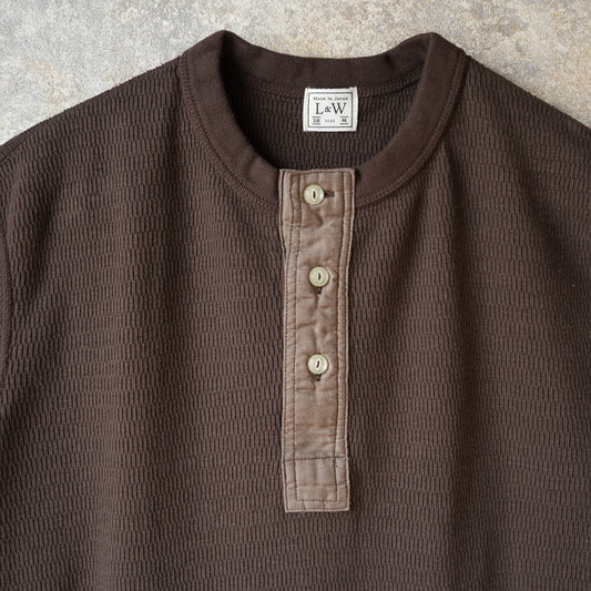 LOOP＆WEFT_LRH1041_SUPIMA LONG HONEYCOMB KNIT HENLEYNECK THERMAL_OAK BROWN