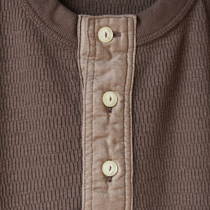 LOOP＆WEFT_LRH1041_SUPIMA LONG HONEYCOMB KNIT HENLEYNECK THERMAL_OAK BROWN