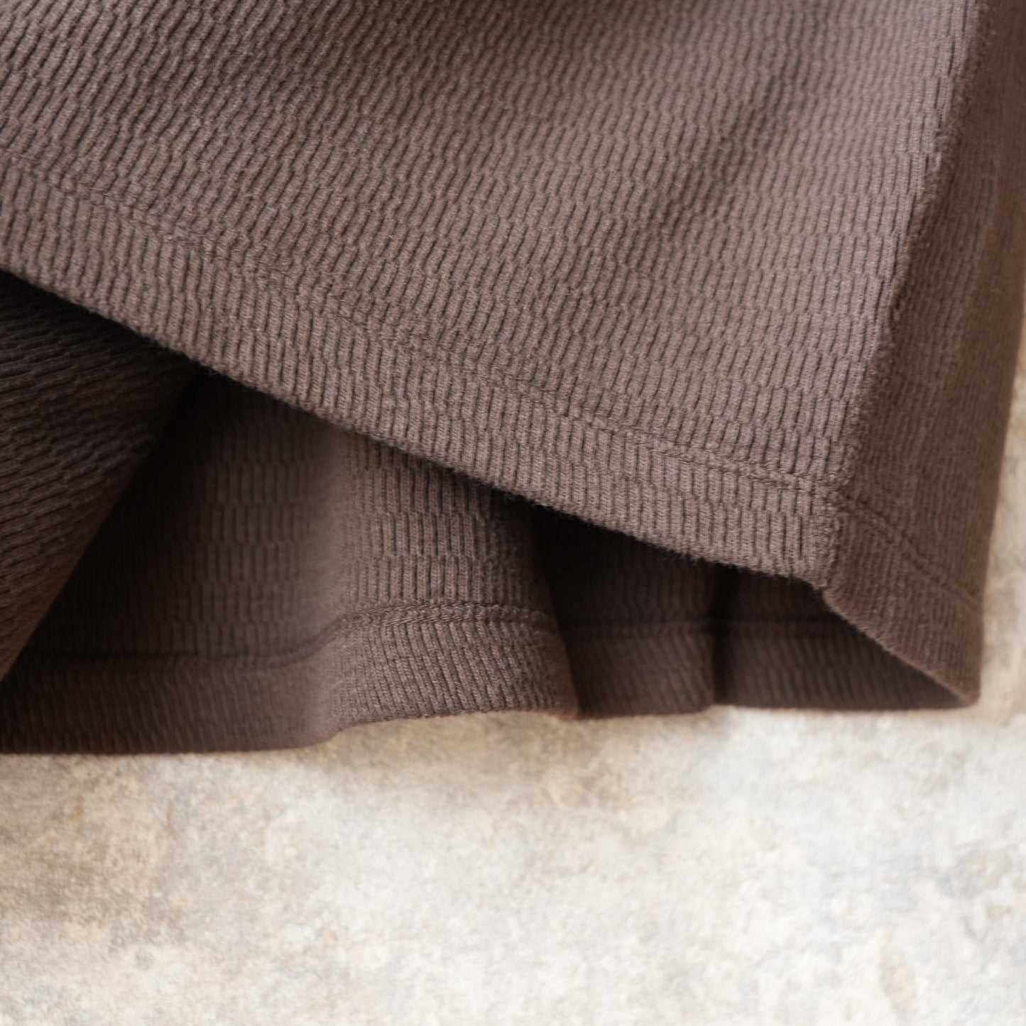 LOOP＆WEFT_LRH1041_SUPIMA LONG HONEYCOMB KNIT HENLEYNECK THERMAL_OAK BROWN