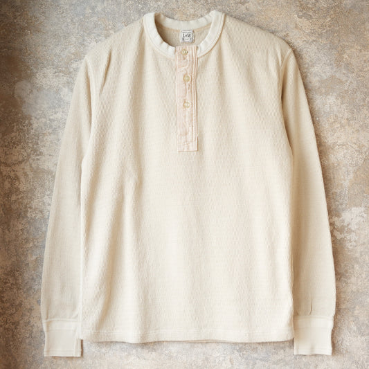 LOOP＆WEFT_LRH1041_SUPIMA LONG HONEYCOMB KNIT HENLEYNECK THERMAL_VINTAGE IVORY