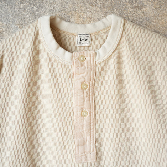 LOOP＆WEFT_LRH1041_SUPIMA LONG HONEYCOMB KNIT HENLEYNECK THERMAL_VINTAGE IVORY