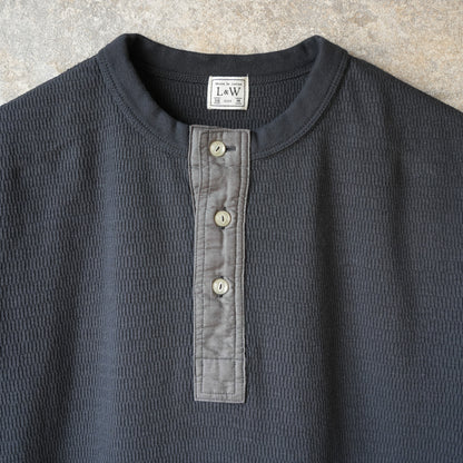 LOOP＆WEFT_LRH1041_SUPIMA LONG HONEYCOMB KNIT HENLEYNECK THERMAL_ANTIQUE BLACK