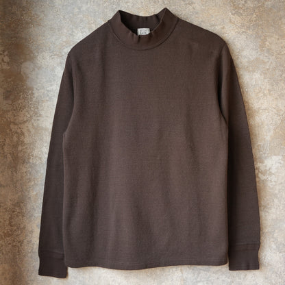 LOOP＆WEFT_LRC1123_SUPIMA LONG HONEYCOMB KNIT MIDDLE NECK THERMAL_OAK BROWN