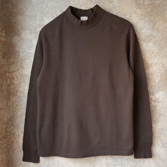 LOOP＆WEFT_LRC1123_SUPIMA LONG HONEYCOMB KNIT MIDDLE NECK THERMAL_OAK BROWN