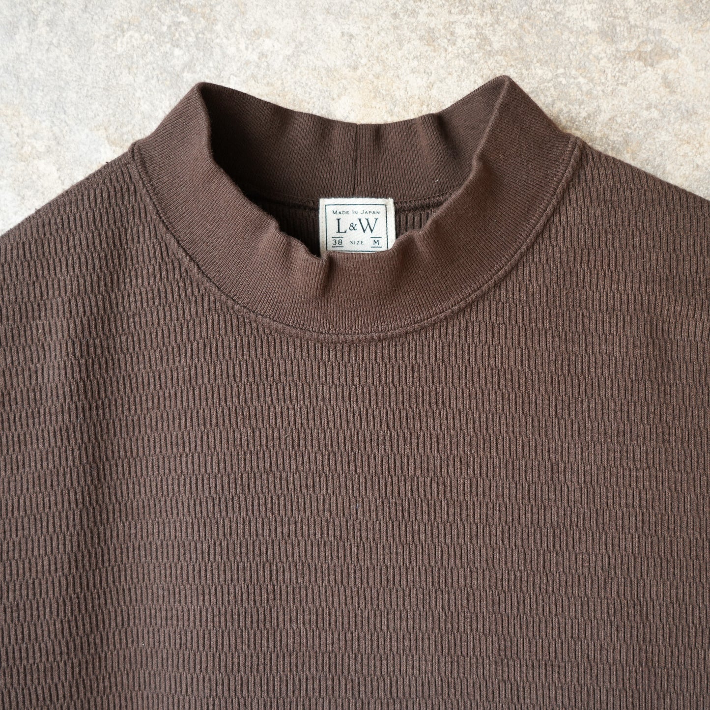 LOOP＆WEFT_LRC1123_SUPIMA LONG HONEYCOMB KNIT MIDDLE NECK THERMAL_OAK BROWN