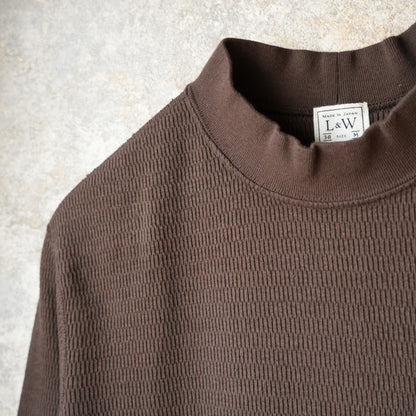 LOOP＆WEFT_LRC1123_SUPIMA LONG HONEYCOMB KNIT MIDDLE NECK THERMAL_OAK BROWN