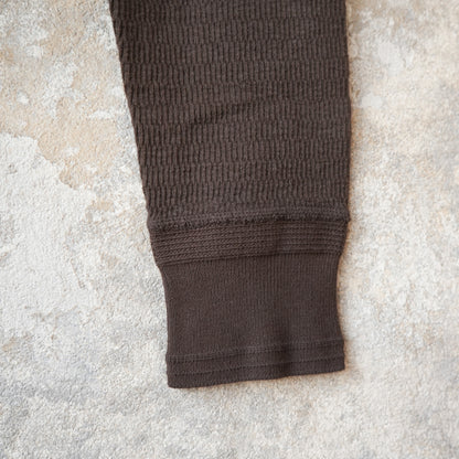 LOOP＆WEFT_LRC1123_SUPIMA LONG HONEYCOMB KNIT MIDDLE NECK THERMAL_OAK BROWN
