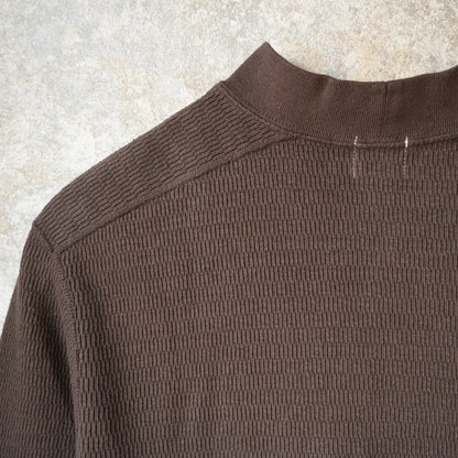 LOOP＆WEFT_LRC1123_SUPIMA LONG HONEYCOMB KNIT MIDDLE NECK THERMAL_OAK BROWN