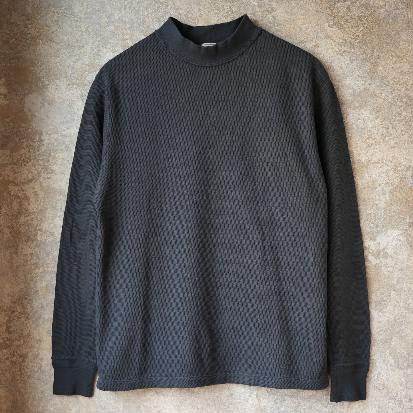 LOOP＆WEFT_LRC1123_SUPIMA LONG HONEYCOMB KNIT MIDDLE NECK THERMAL_ANTIQUE BLACK