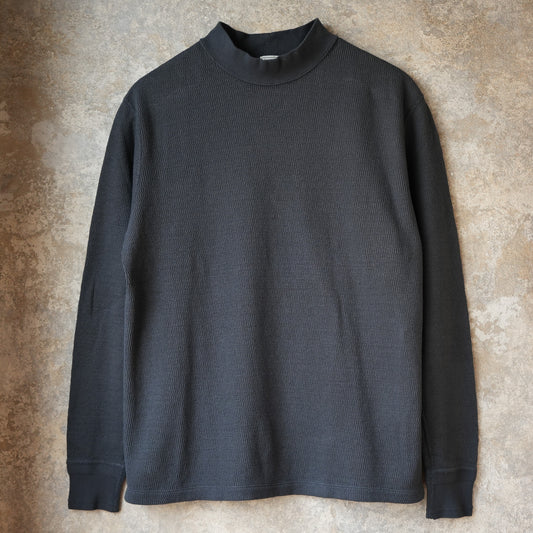 LOOP＆WEFT_LRC1123_SUPIMA LONG HONEYCOMB KNIT MIDDLE NECK THERMAL_ANTIQUE BLACK