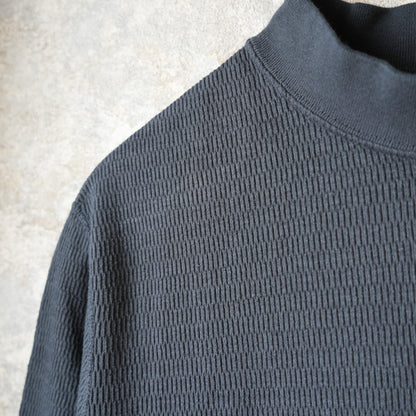 LOOP＆WEFT_LRC1123_SUPIMA LONG HONEYCOMB KNIT MIDDLE NECK THERMAL_ANTIQUE BLACK