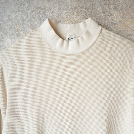 LOOP＆WEFT_LRC1123_SUPIMA LONG HONEYCOMB KNIT MIDDLE NECK THERMAL_VINTAGE IVORY