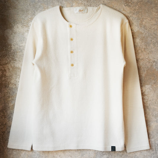 PREQUEL_C1008 Henley Cotton Rib L/S T-Shirt (Natural) ヘンリーロングTシャツ (ナチュラル)
