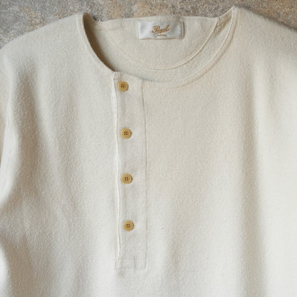 PREQUEL_C1008 Henley Cotton Rib L/S T-Shirt (Natural) ヘンリーロングTシャツ (ナチュラル)