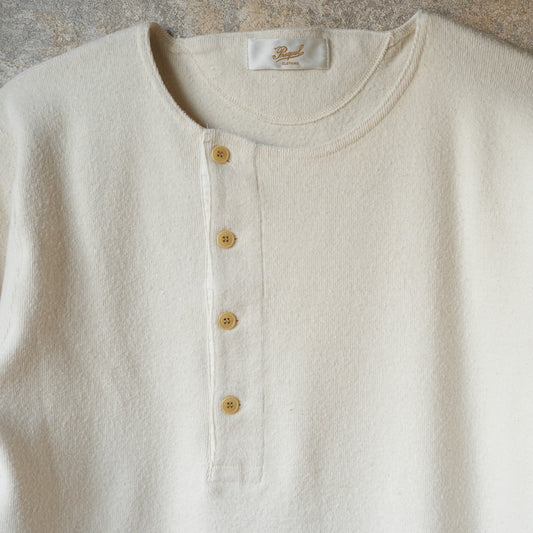 PREQUEL_C1008 Henley Cotton Rib L/S T-Shirt (Natural) ヘンリーロングTシャツ (ナチュラル)