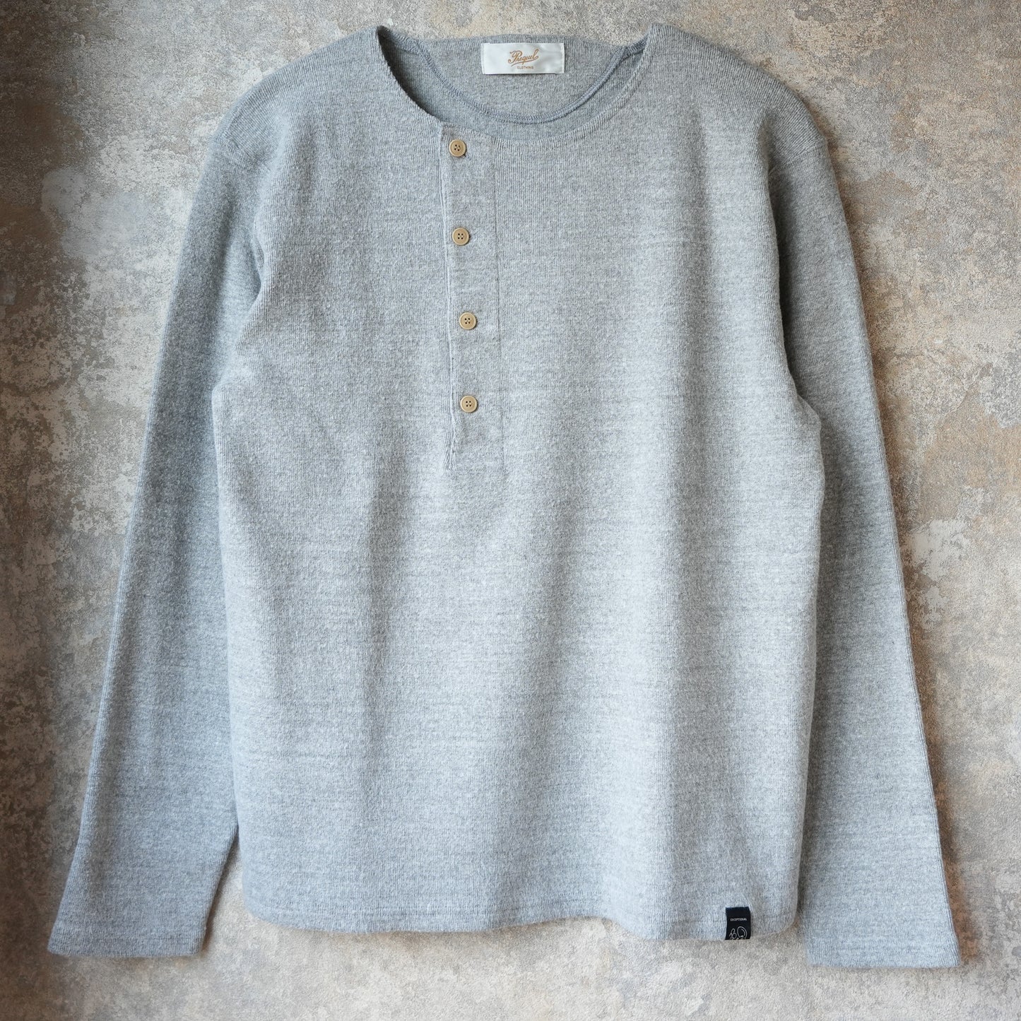 PREQUEL_C1008 Henley Cotton Rib L/S T-Shirt (Gray) ヘンリーロングTシャツ (グレー)