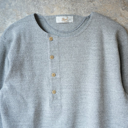 PREQUEL_C1008 Henley Cotton Rib L/S T-Shirt (Gray) ヘンリーロングTシャツ (グレー)