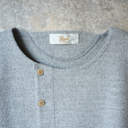 PREQUEL_C1008 Henley Cotton Rib L/S T-Shirt (Gray) ヘンリーロングTシャツ (グレー)