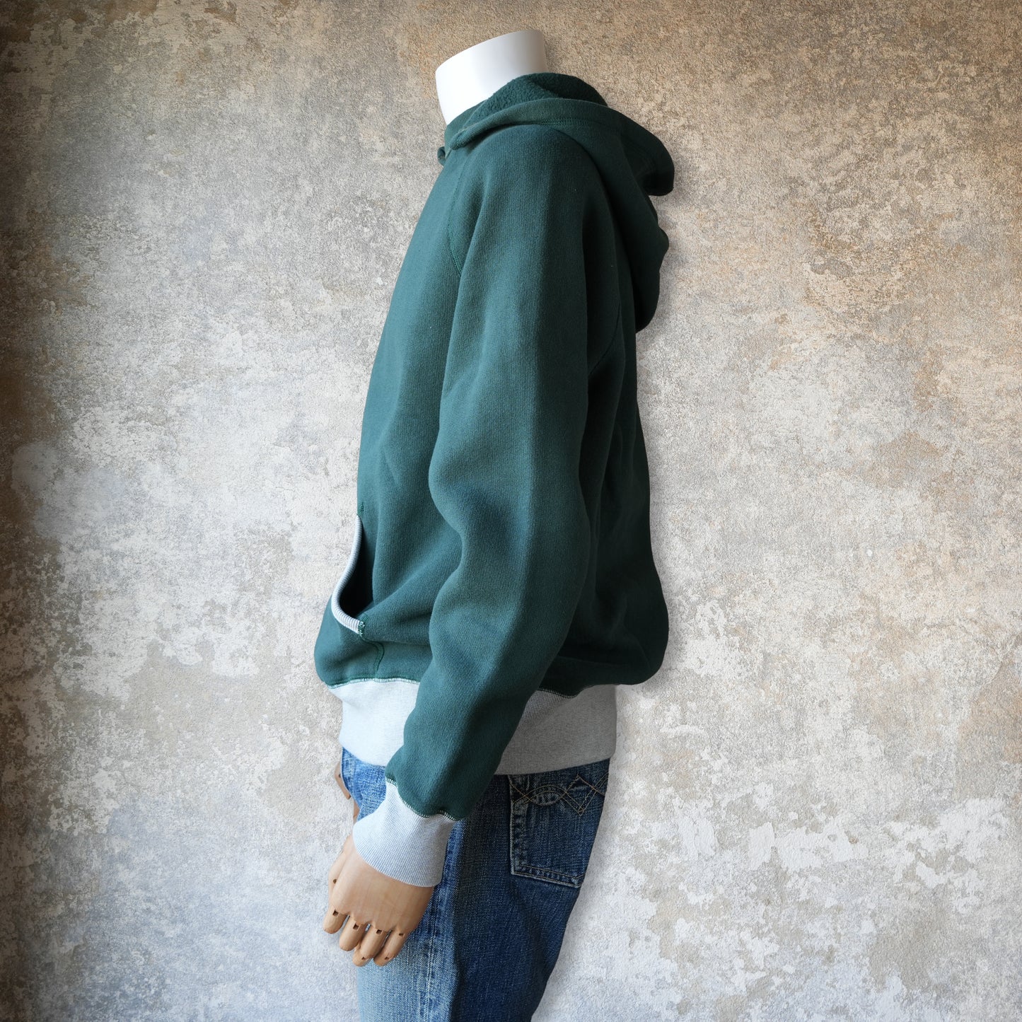 LOOP＆WEFT_LCS 1009_SUPER FLUFFY KNIT RAGLAN AFTER HOODIE_2-TONE VINTAGE FOREST GREEN
