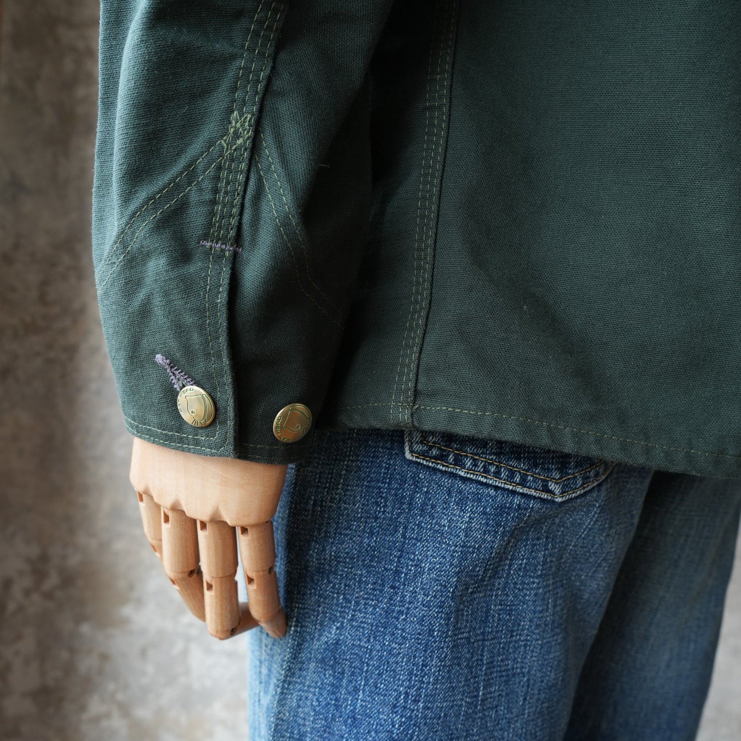 TCB_Cat Head Jacket_Green Canvas