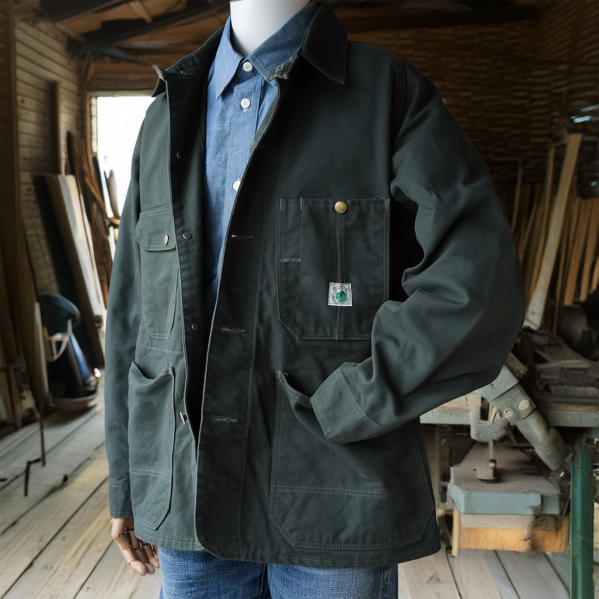 TCB Jeans_Cat Head Jacket_Green Canvas – JeansShopSpiral