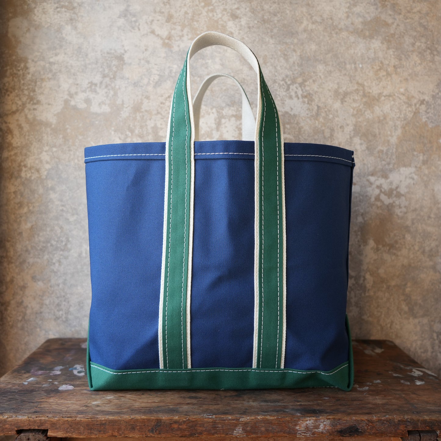 WORKERS_Deluxe Tote Bag/ Navy Body x Green Handle
