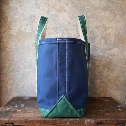 WORKERS_Deluxe Tote Bag/ Navy Body x Green Handle