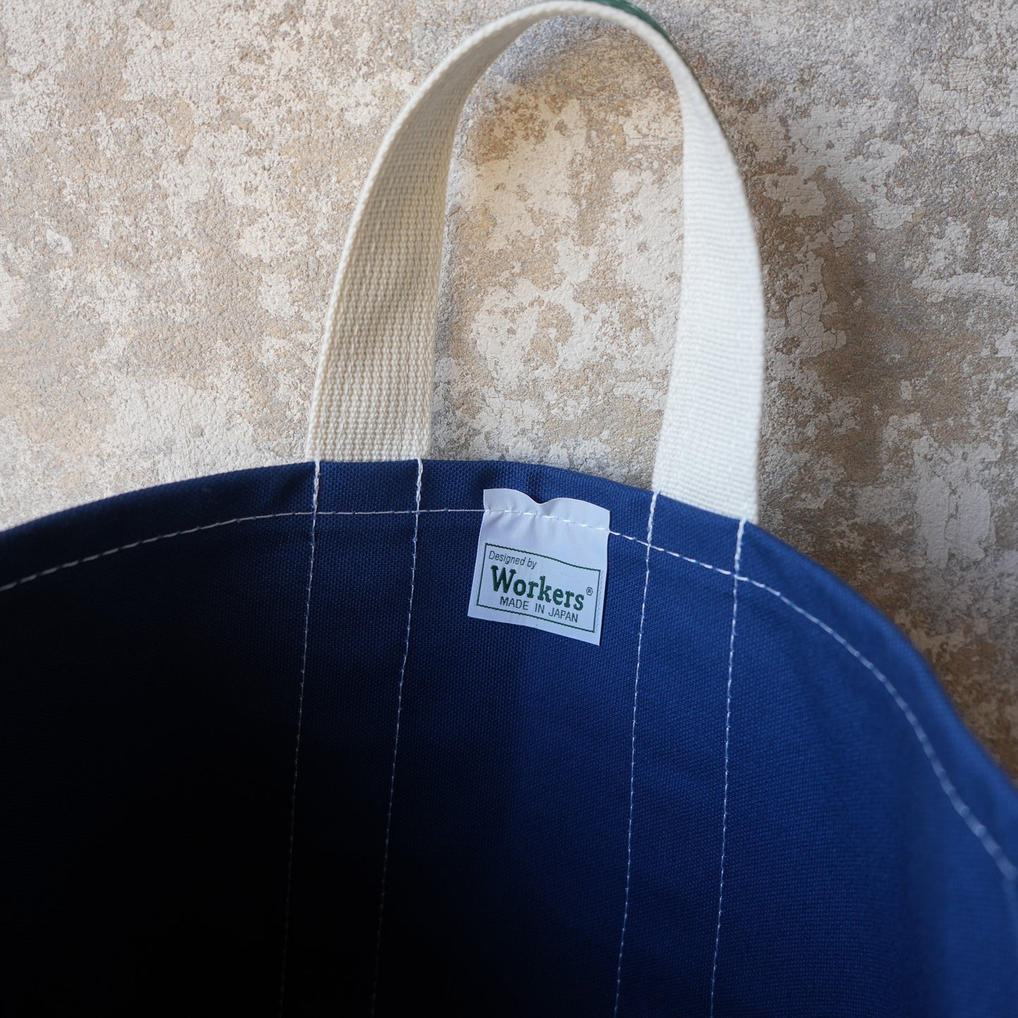 WORKERS_Deluxe Tote Bag/ Navy Body x Green Handle