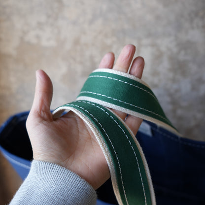 WORKERS_Deluxe Tote Bag/ Navy Body x Green Handle