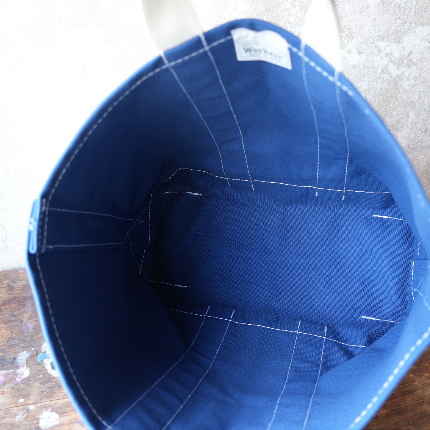 WORKERS_Deluxe Tote Bag/ Navy Body x Green Handle