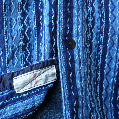 SAMURAIJEANS_SSS25-SKS_藍刺し子ストライプシャツ