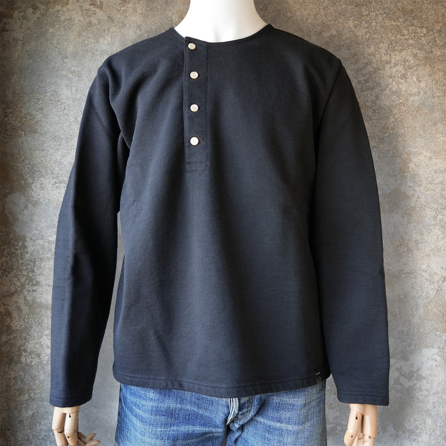 PREQUEL_C1011 Henley Sweatshirt (Black) ヘンリースウェットシャツ (ブラック)