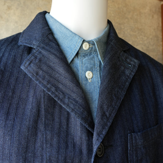 WORKERS_Lounge Jacket_Indigo Herringbone