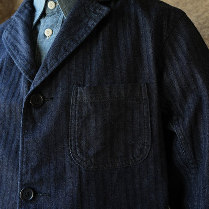 WORKERS_Lounge Jacket_Indigo Herringbone
