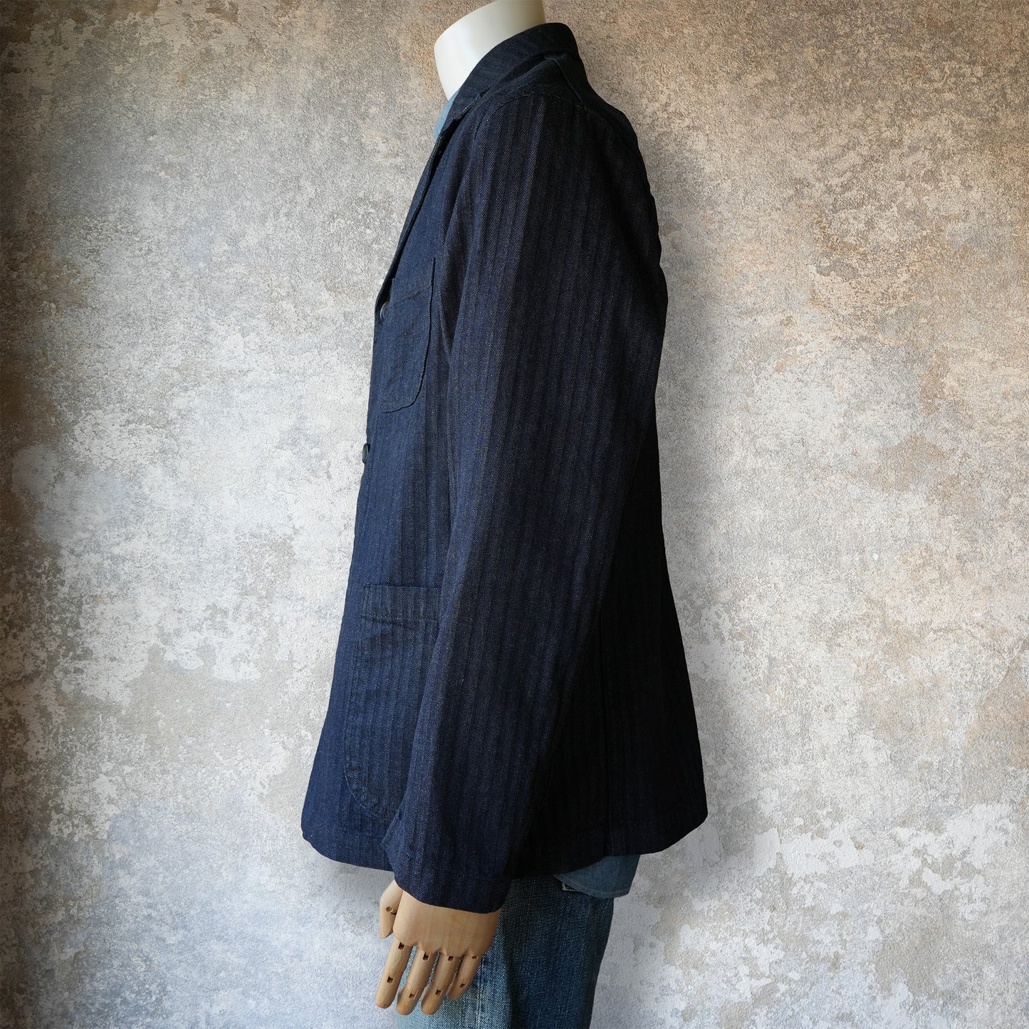 WORKERS_Lounge Jacket_Indigo Herringbone