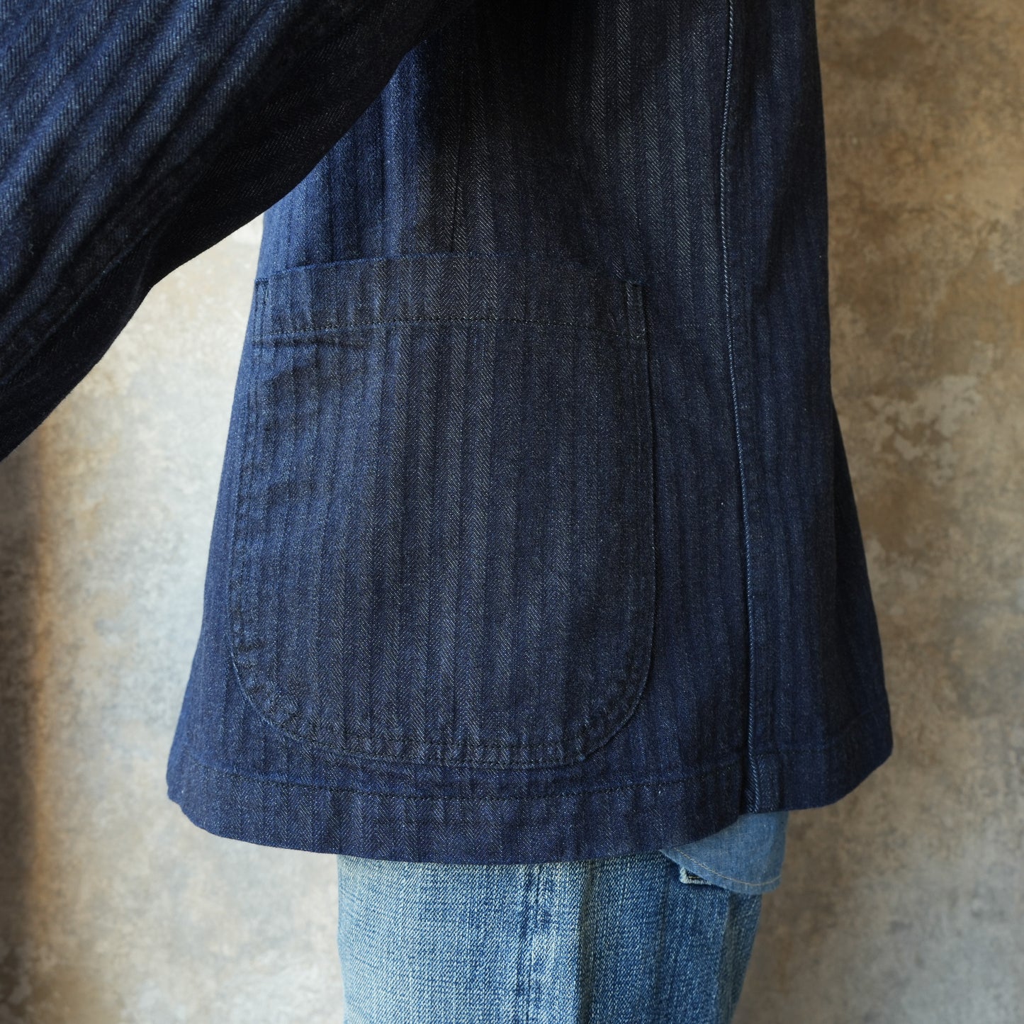 WORKERS_Lounge Jacket_Indigo Herringbone
