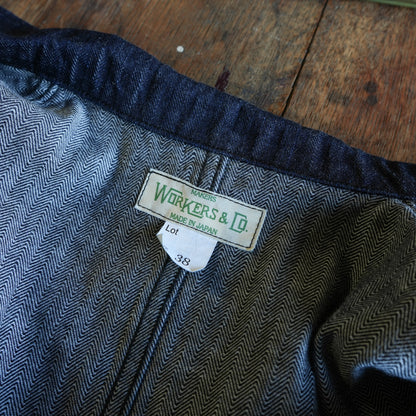 WORKERS_Lounge Jacket_Indigo Herringbone