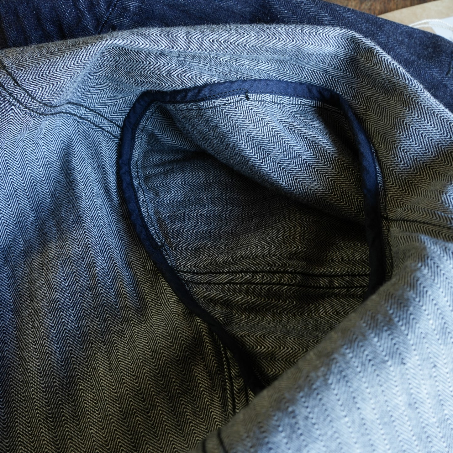 WORKERS_Lounge Jacket_Indigo Herringbone