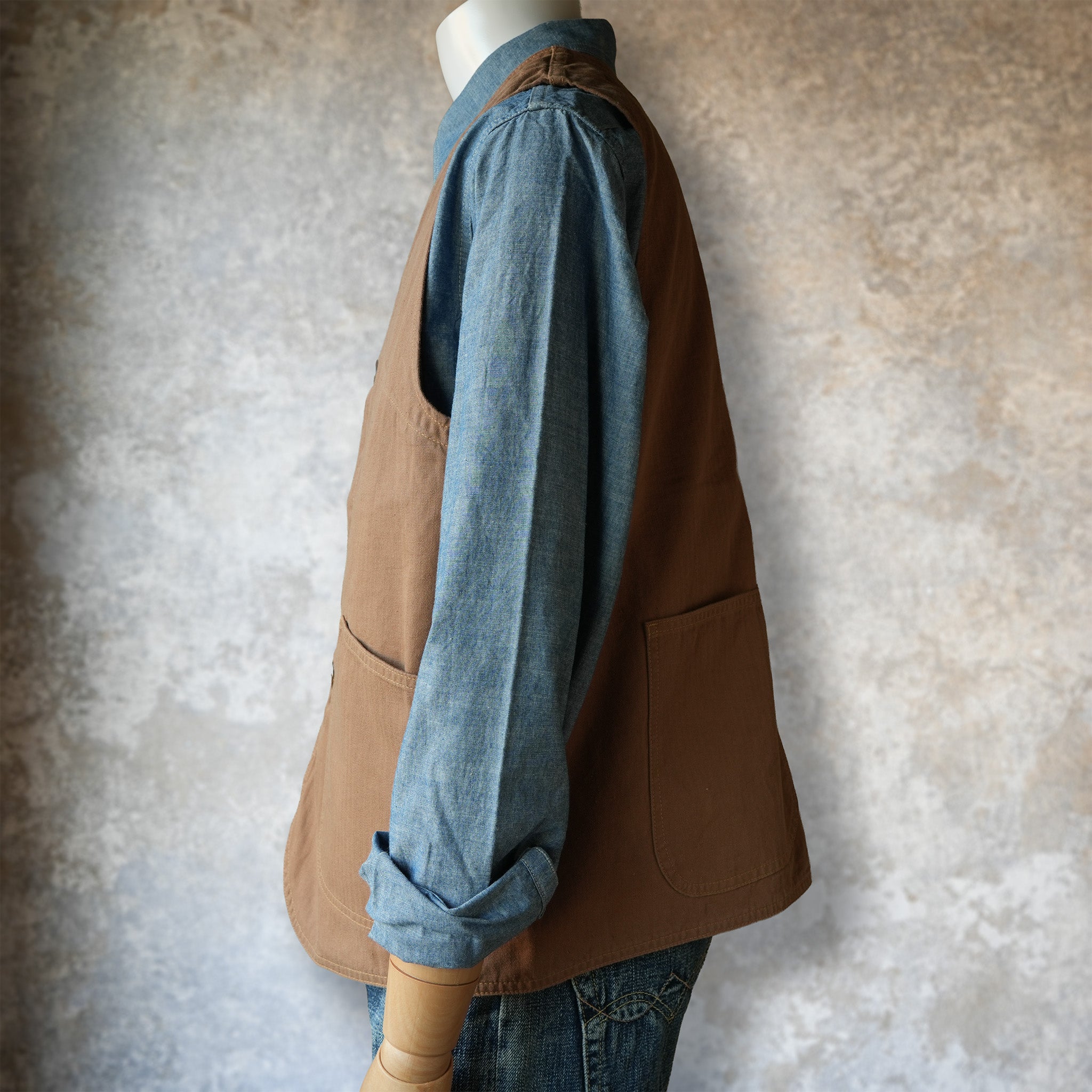 TCB Jeans_Huntsman Vest_Neppy Brown Herringbone – JeansShopSpiral
